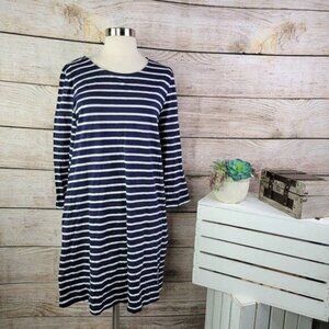 Gap Women's Navy Striped Fitted Long Sleeve‎ Shirt Dress Size XL Extra Large